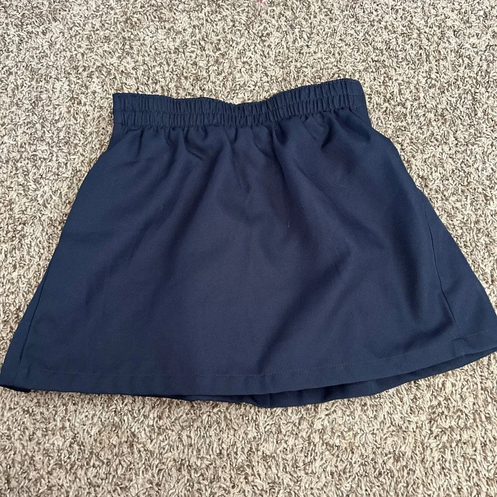IZOD Approved School Uniform Pleated Skort Skirt Girls 8 Navy Blue Elastic Waist